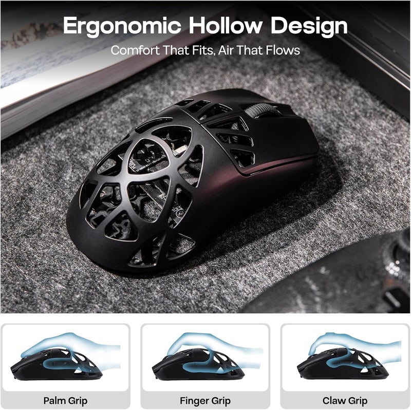 EPOMAKER Carbon X Wireless Gaming Mouse, 400 to 30,000 DPI Adjustable, PAW3950 Sensor, 50g Lightweight, Carbon Fiber Shell, 2.4G/BT/USB-C Rechargeable Wireless Mouse for PC/Mac/Linux (Matte Black) - Image 4